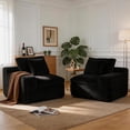 thumbnail image 3 of HipyMo 75" Corduroy Cloud Sofa, 2-Seater Loveseat Couch in a Box with Deep Seat, No Assembly Boneless Sofa for Living Room, Apartment, Office, Black, 3 of 9