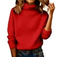 thumbnail image 1 of Comdrip Chandails Confortables pour Femmes Chandails Surdimensionnés Confortables en Tricot Col Rond Automne Chandail Tendance Tenues d'Automne Chandail Col Roulé Femmes, Rouge m, 1 of 5