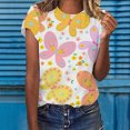 thumbnail image 2 of Moda mujer estampado de mariposa camisetas casual mangas cortas tops blusa Pompotops  hkajfhjk461043, 2 of 4