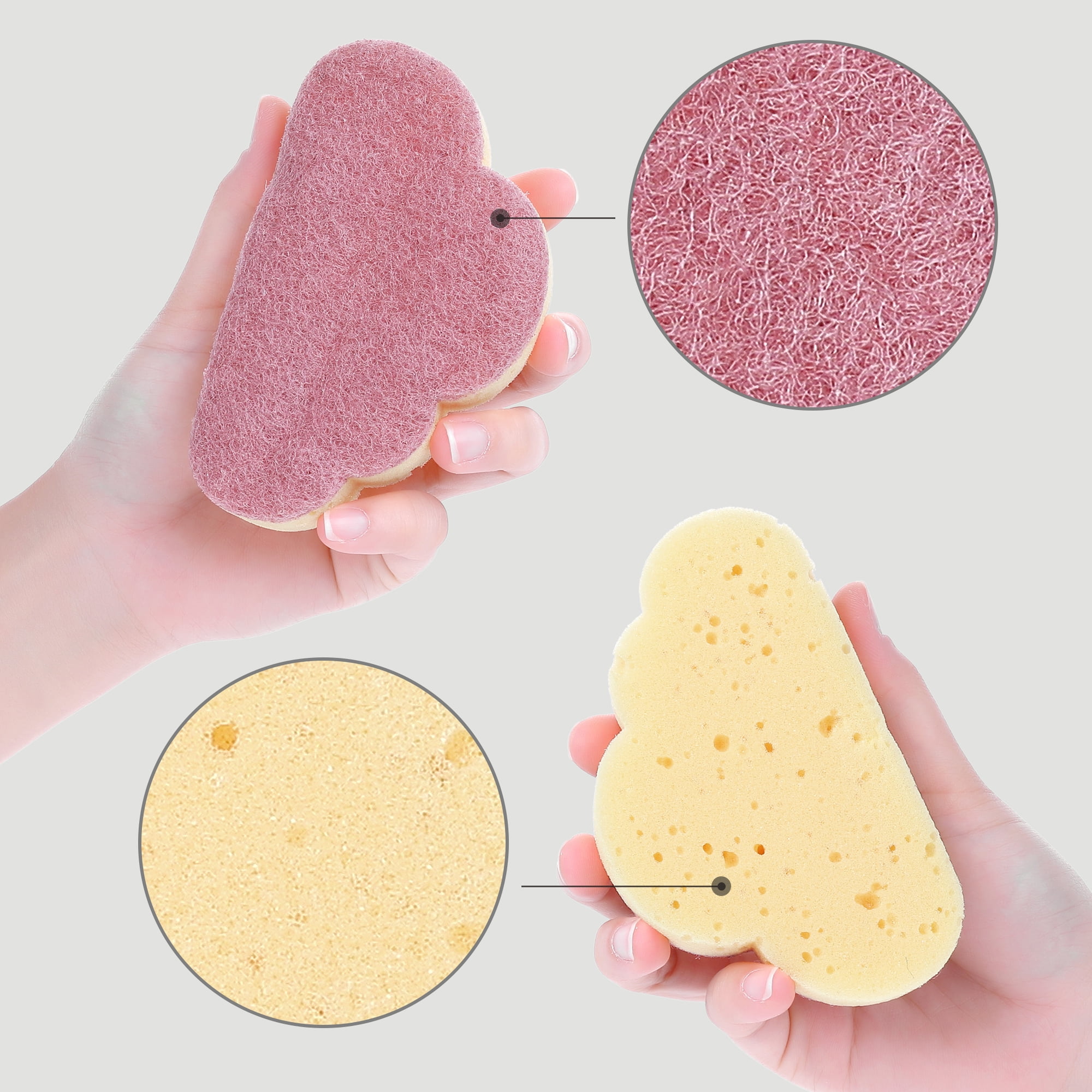 Unique Bargains 4 Pack Scrub Sponge Cloud Shape Sponges Red Blue