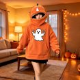 thumbnail image 4 of Halloween Hoodies for Women Pumpkin Mask Oversized Hood Sweatshirt Kangaroo Pocket Funny Costume Pullover Top, 4 of 5