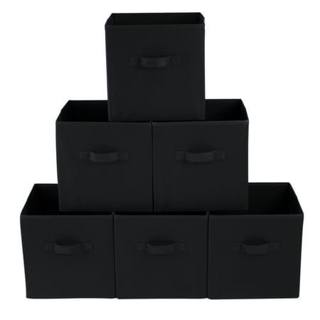 Mainstays Collapsible Cube Fabric Storage Bins (10.5 x 10.5 ) 6 Pack Rich Black