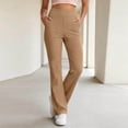 thumbnail image 2 of Womens High Waisted Yoga Pants Straight Leg Leggings Petite Regular, Side Pockets, Slim Fit, Solid Color, Women's Yoga Legging, Bell Bottom,Work Lounge Daily, 2 of 7