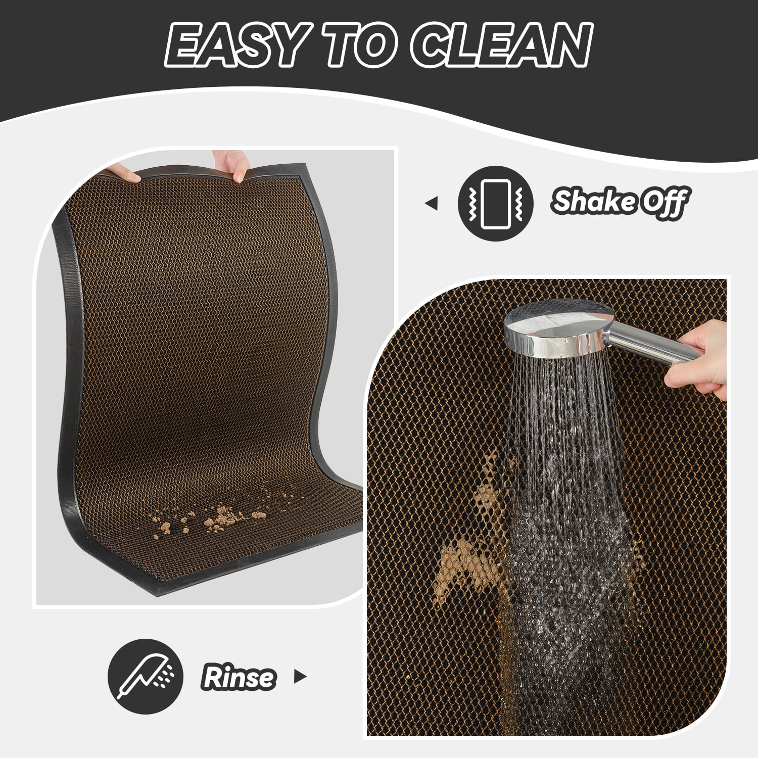 SIXHOME Outdoor Mat 24"x47" Front Door Mat Non Slip Rubber Doormat Low Profile Welcome Mat for Outside Absorbent Dirt Trapper Outdoor Doormat with Elastic Mesh Surface Heavy Duty Floor Mat Brown