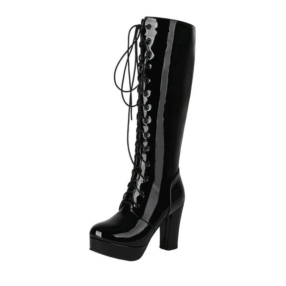 Black Women Boots With Side Zipper Comfortable For Easy On And Off