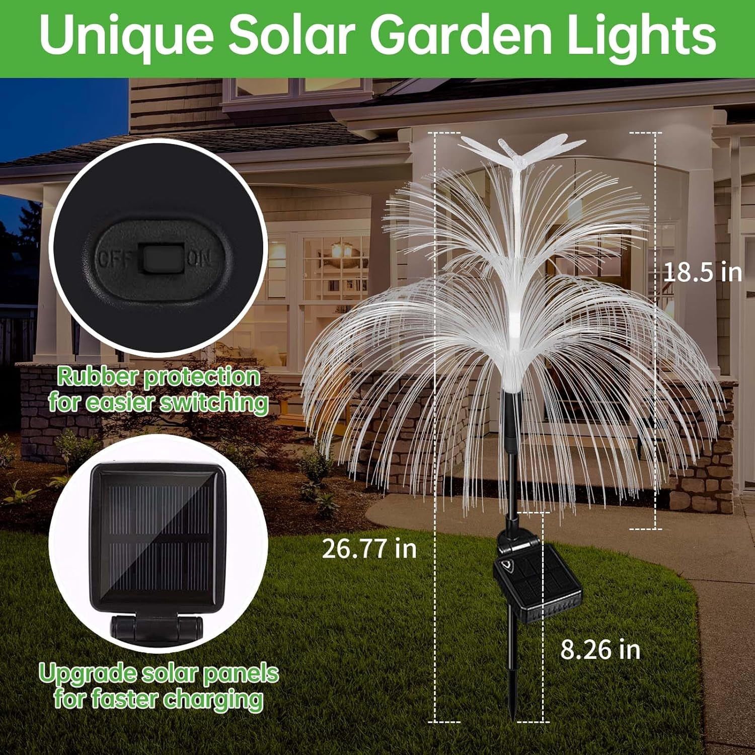 KOMI Solar Garden Lights 3 Pack New Upgraded Solar Outdoor Lights Waterproof 7 Color Changing Double Jellyfish Dragonfly Solar Flower Lights for Garden Yard Pathway Party Wedding Birthday Decor