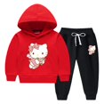 thumbnail image 3 of Conjunto de suéter con capucha con patrón de dibujos animados para niños de Hello Kitty, conjunto de suéter con capucha de algodón puro grueso, ropa deportiva y de ocio para niñas cálidas, 3 of 5