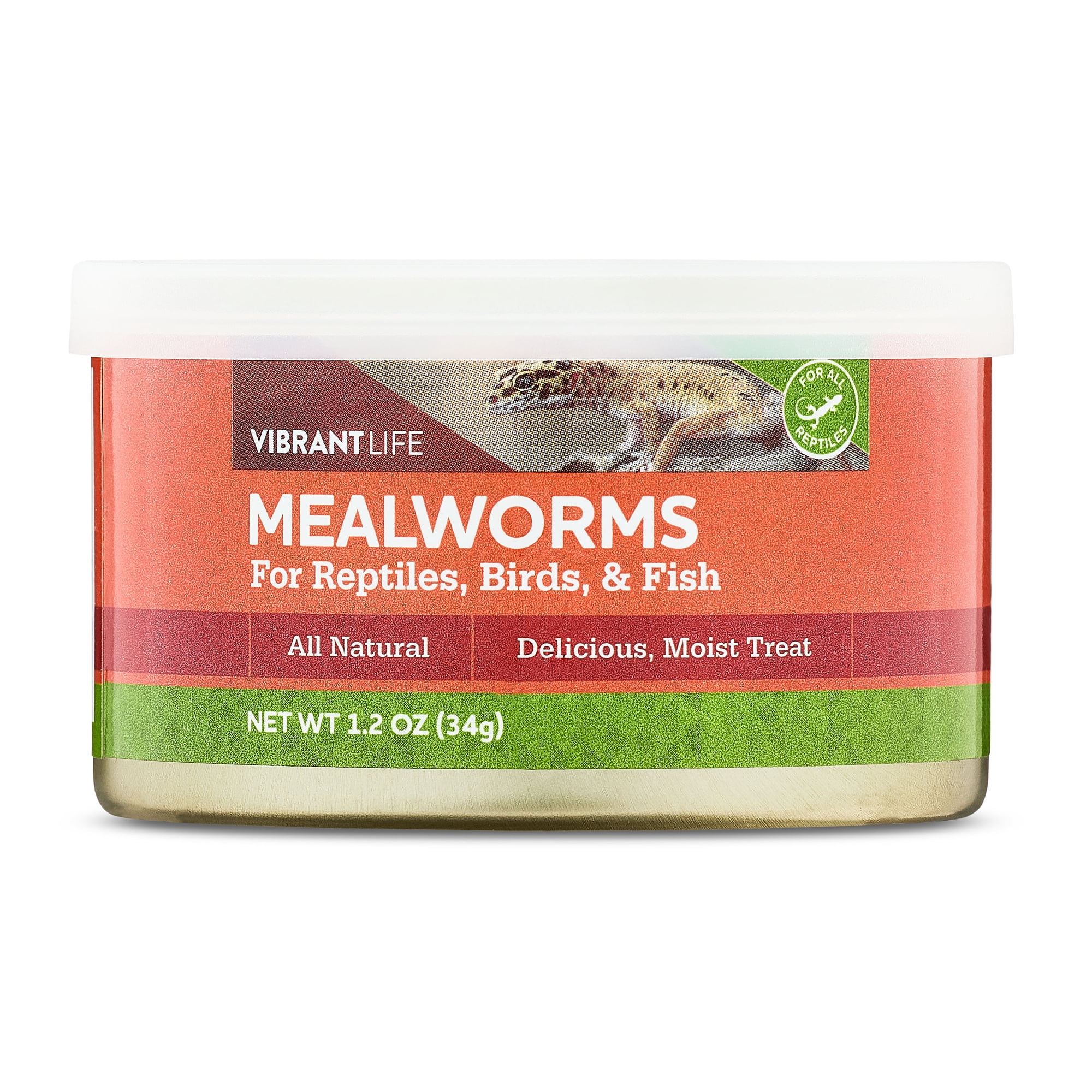 Vibrant Life Canned Mealworms for Reptiles, Birds & Fish, 1.2 oz