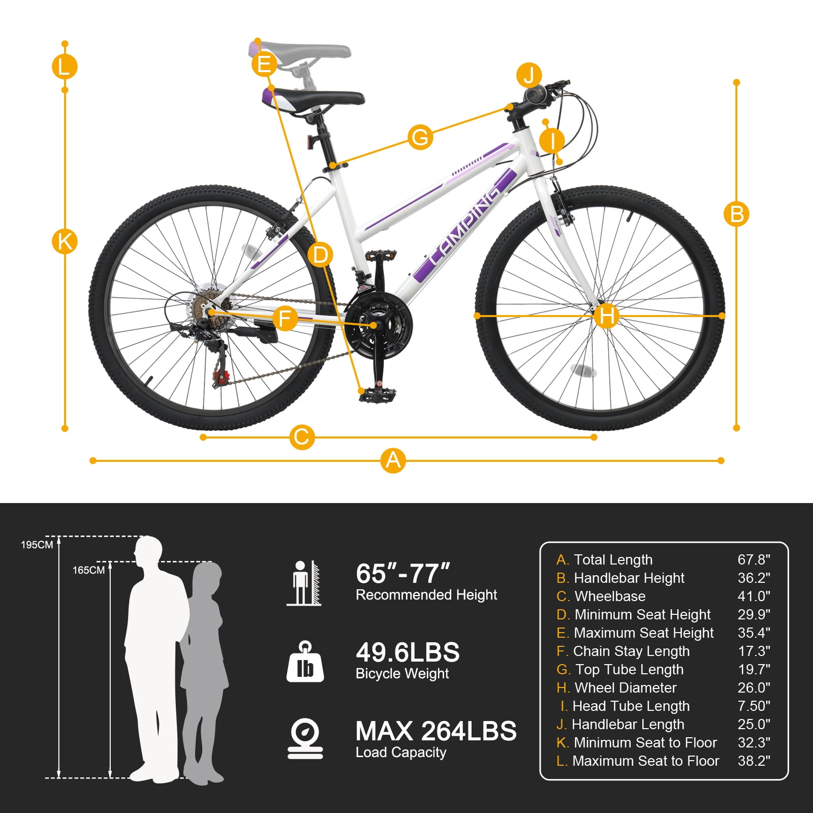 Ktaxon 26 inch Mountain Bike for Women, Dual V Brakes 21 Speeds Women Bike, Purple White