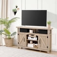 thumbnail image 6 of StorageWorks Farmhouse Corner TV Stand for TVs up to 60", Entertainment Center with Sliding Barn Doors and Storage Cabinets, Rustic Brown, 6 of 12