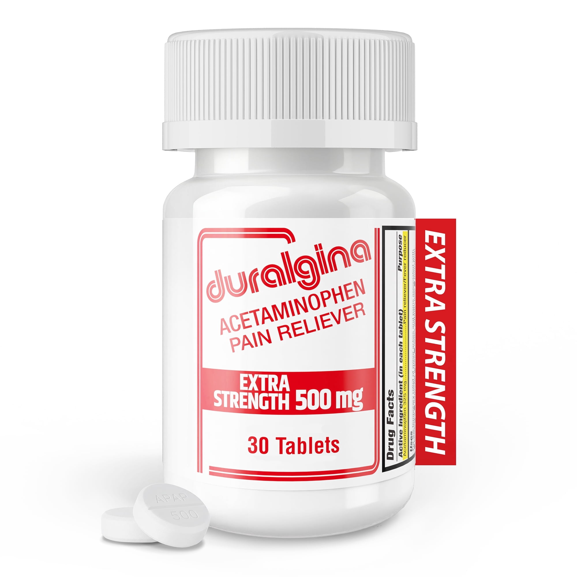 Duralgina Extra Strength Acetaminophen 500mg Pain Reliever Tablets, 30 Count