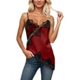 thumbnail image 2 of Lace Camisole Tops for Women Summer Casual Slim Fit Spaghetti Strap V Neck Asymmetrical Hem Going out Tank Tops, 2 of 6