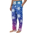 thumbnail image 3 of Fabrcox Christmas Home Pajamas Bottoms for Men Christmas Snowflake Printed Drawstring Pj Pants with Pockets Casual Elastic Waist Straight Leg Lounge Bottoms, Blue 2XL, 3 of 6