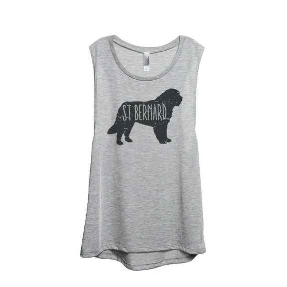 Thread Tank St Bernard Dog Silhouette Women's Sleeveless Muscle Tank Top Sport Grey Small