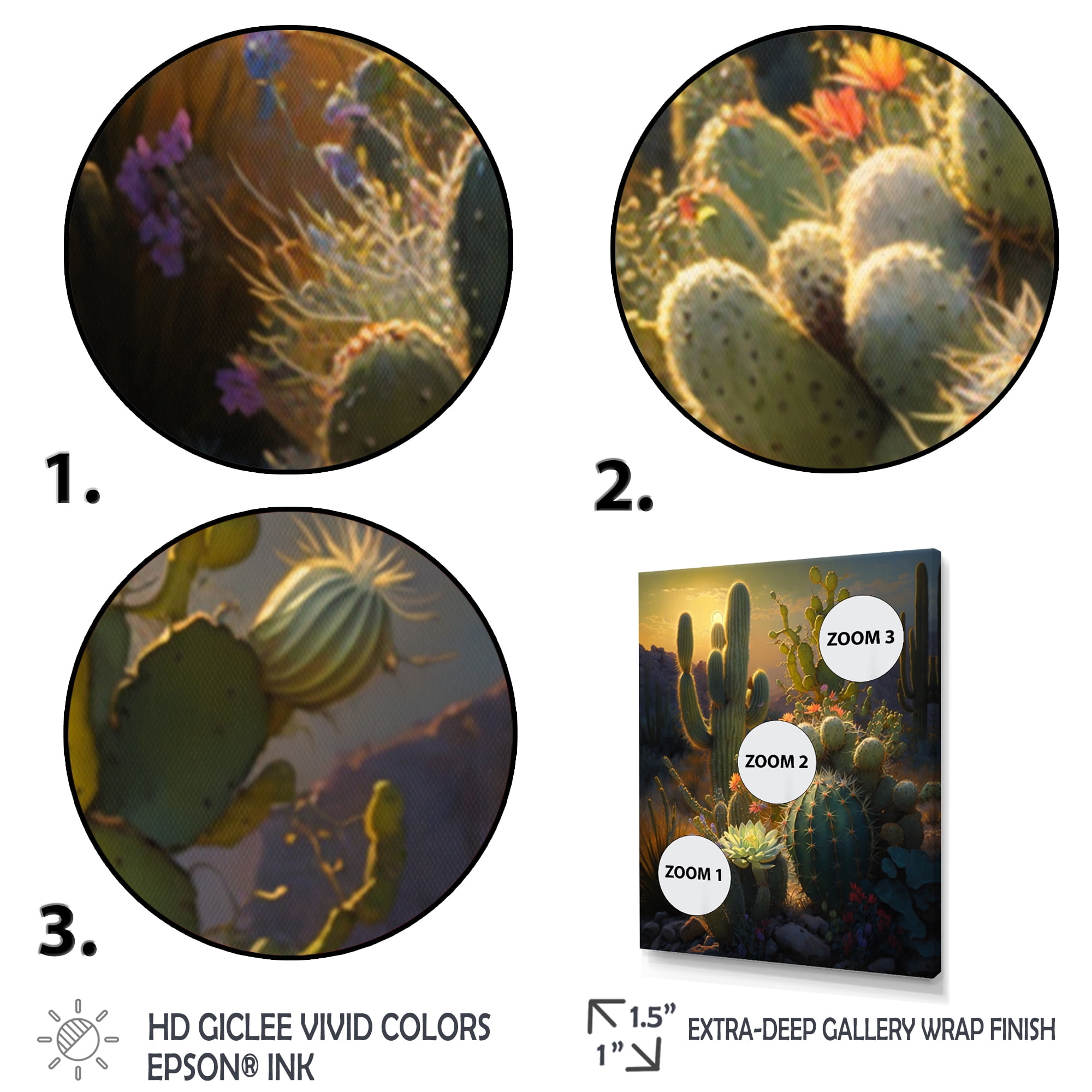Designart Cactus In Desert III Canvas Wall Art