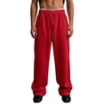thumbnail image 5 of Cotton Sweatpants for Men Dqueduo Men's Casual Straight-Leg Sports Loose Wide-Leg Pants Red M, 5 of 6