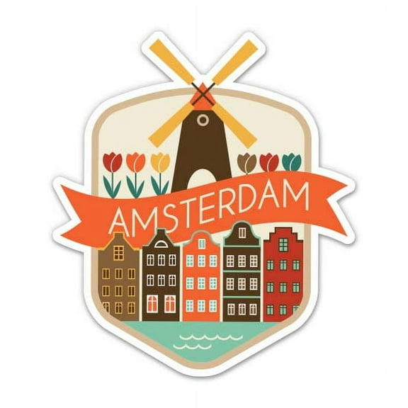 Amsterdam Netherlands - 3" Vinyl Sticker - For Car Laptop Water Bottle Phone - Waterproof Decal