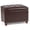 Dark Brown With Button, variant on Leather Ottoman with Storage 24”, Foot Rest Stool Hinged Lid, Dark Brown