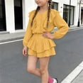 thumbnail image 6 of Amidoa Girls 2 Piece Outfits Summer Clothes Solid Color Cute T-Shirt and Casual Shorts Kids Clothing Sets Yellow Size 6, 6 of 9