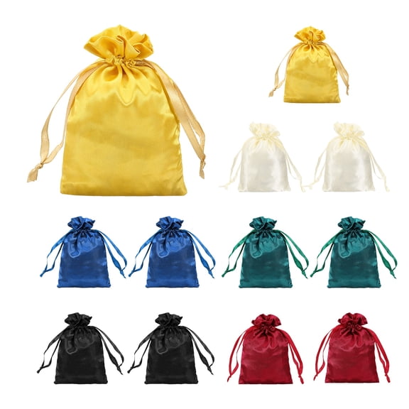12 Pcs Satin Gift Bags with Drawstring, 3.9" x 5.9" Party Favor Bags Wedding Favor Bags for Wedding Birthday Candy, Colorful