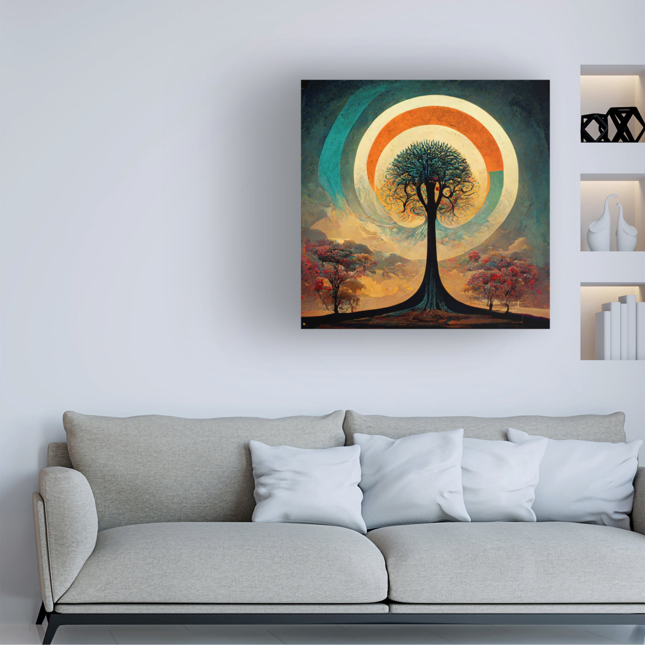 Canvas Wall Art - Ray Heere 'Tree Of Life 15' Wall Art for Living Room, Bedroom, or Office Décor by Trademark Fine Art - 14 x 14 Inches