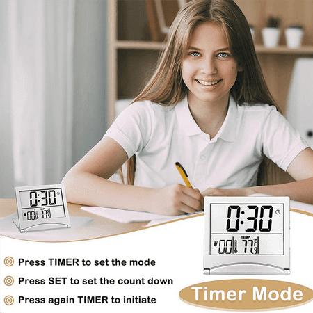 4 Pcs Digital Travel Alarm Clock Foldable LCD with Calendar Temperature Snooze Mode Portable Display Desk