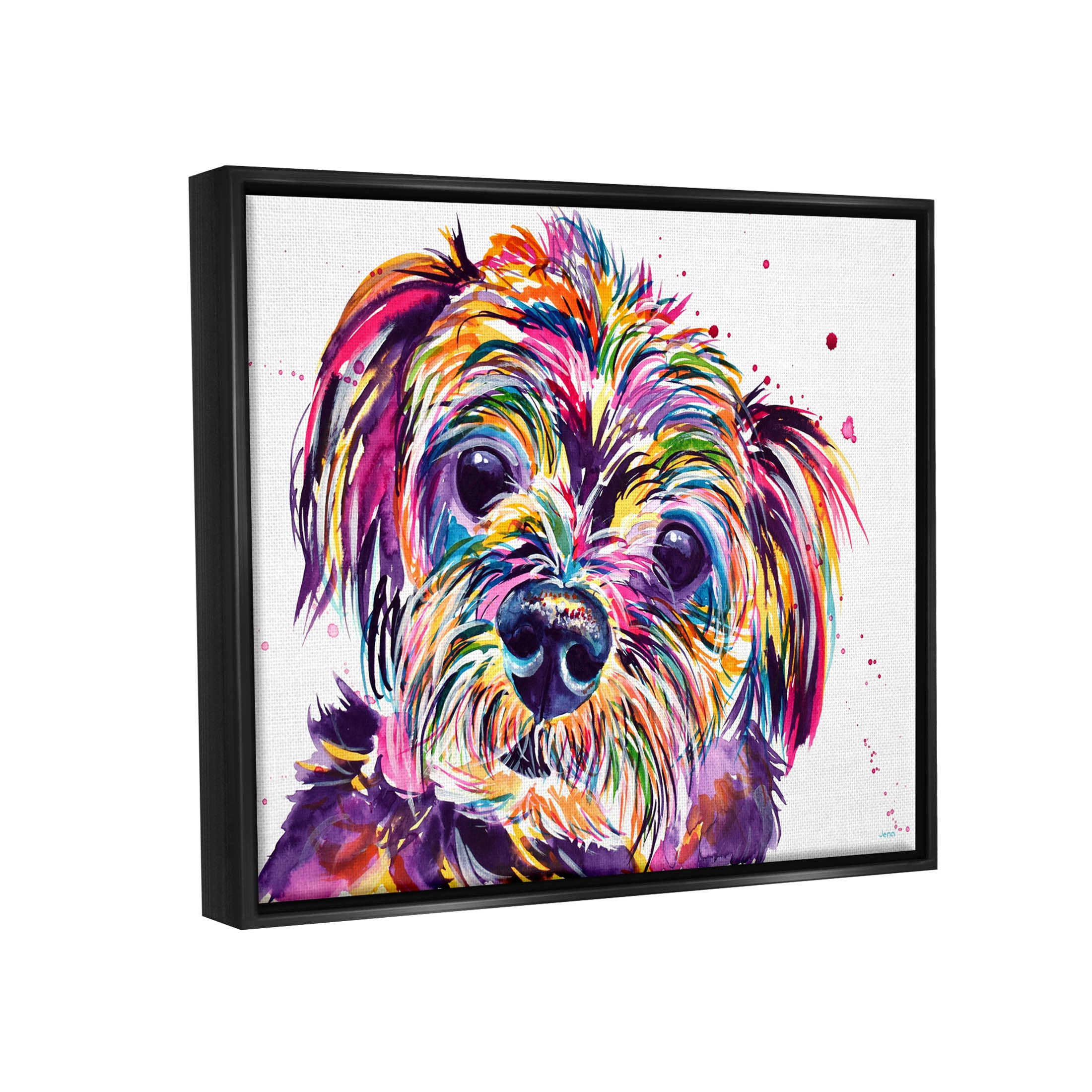 Prismatic Terrier Dog Face Portrait Animals & Insects Graphic Art Jet Black Framed Art Print Wall Art