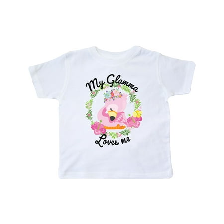 

Inktastic Baby Flamingo My Glamma Loves Me with Flower Wreath Gift Toddler Boy or Toddler Girl T-Shirt