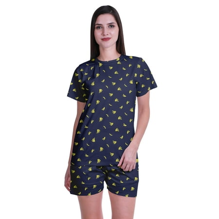 

Moomaya Printed Tees Shorts Pajamas Set For Women Sleepwear Pjs For Girls