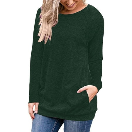 

Miarhb Women s Blouse Bud silk pajamas Women Plus Size Solid Shirt Short Pullover Top Blouse Tee T-shirt Army Green