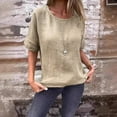 thumbnail image 4 of Women's T-Shirts Women Solid Color Round Neck Medium Long Sleeve Loose Shirt Blouse for Casual Wear and Everyday Comfort, 4 of 7