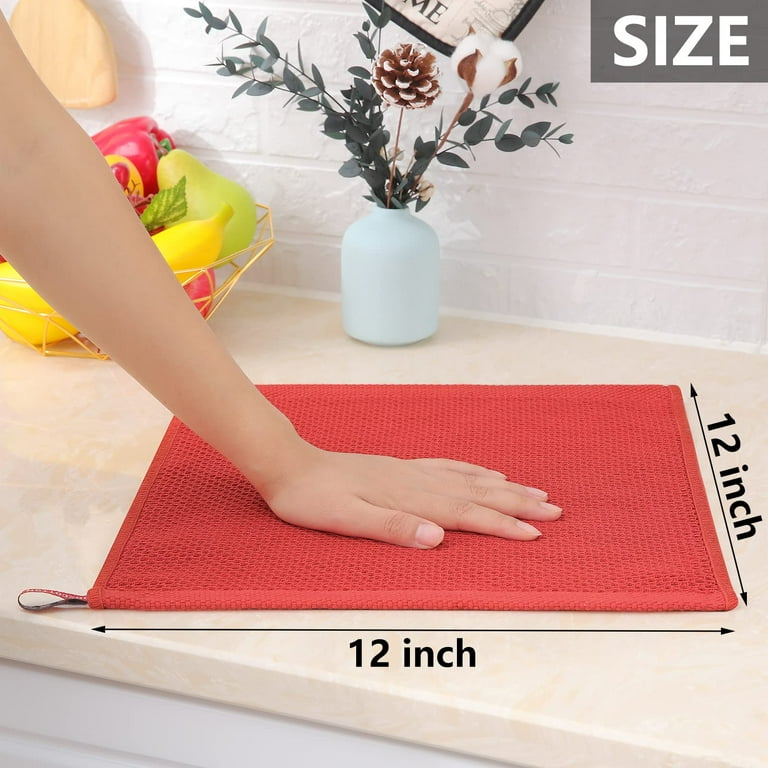 Kitchen Dish Cloths, 12 X 12 Inch Absorbent and Fast Drying, 6
