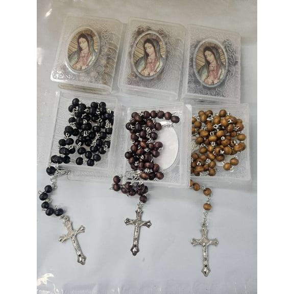 12 Baptism Favors Lady of Guadalupe Bottle Rosary Recuerdos de Bautizo