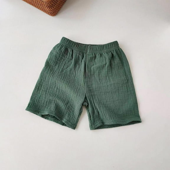 piuwrlz Shorts for Children's/Kids Girls Solid Color Single Piece Short Trousers Green Size 120