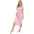 thumbnail image 7 of EFINNY Women's Comfy Cotton Nightgown Color Blocking Loungewear Mid-Length Nightdress Short Sleeve Home Wear with Pockets, 7 of 7