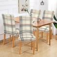 thumbnail image 2 of Yayeee 4 Pack Dining Chair Covers Stretch Parson Chairs Slipcovers Seat Protector, Beige Plaid Pattern, 2 of 6