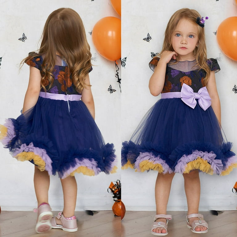 Baby Girls Halloween Costumes Floral Tulle Dress Witch Cosplay Dress Up 12 Month 3 Year