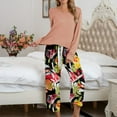 thumbnail image 2 of Loungewear 2 Pieces Outfits Color Block Long Sleeve Tops Pullover Wide Leg Pants Soft Pajamas Sets PJs Sleepwear, 2 of 4