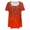 thumbnail image 6 of Puyaiuu New Women'S Tops on Clearance Loose Squard-Neck Short Sleeve Blouses & Shirts Multicolor Quick Drying Going Out Tops Womens T-Shirts Plus Size, 6 of 6