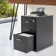 thumbnail image 6 of 3-Drawer Vertical File Cabinet,Metal Mobile File Cabinet with Lock and Curved Handle, Freestanding Filing Cabinet Under Desk,Office Storage Cabinet for Home, Office, Study, Dresser, 6 of 7