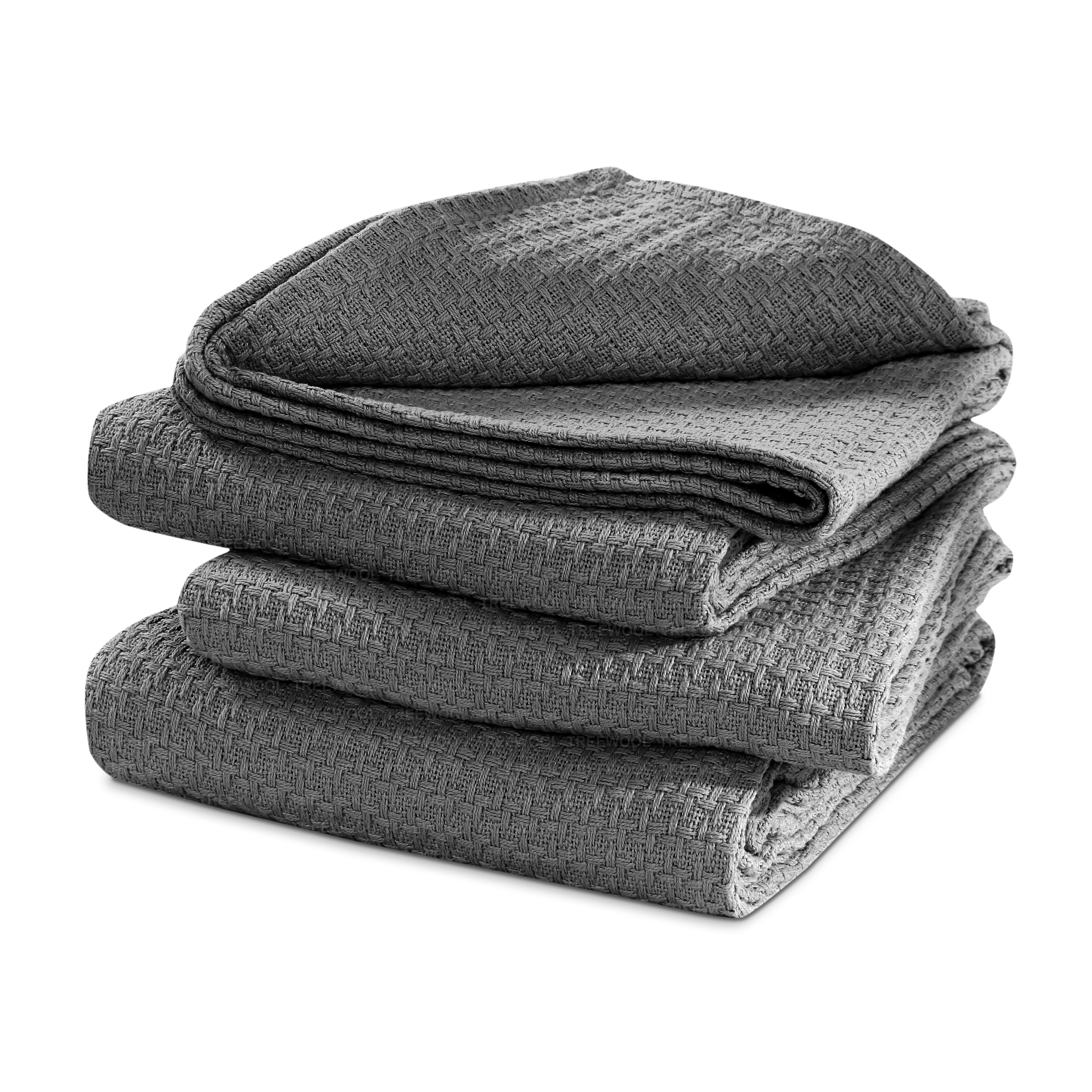 100 Cotton Blanket Basket Weave Stylish Design Soft Cozy Comfortable All Season Light Weight