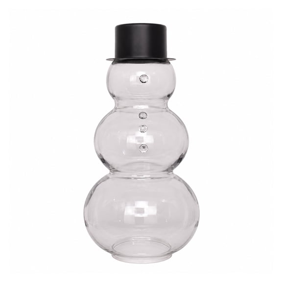 Glass Snowman with Metal Hat Christmas Decoration, Clear and Black, 30", by Holiday Time