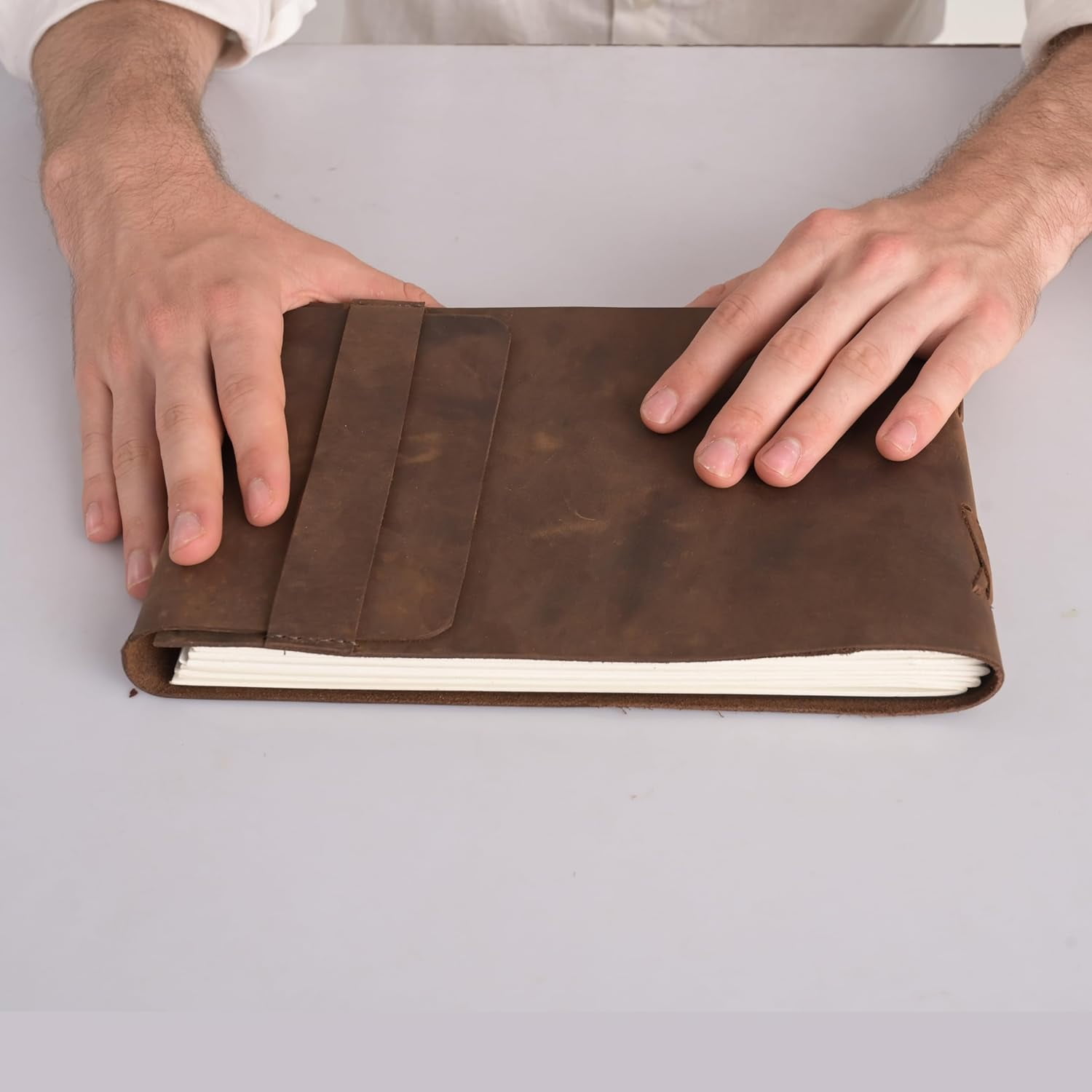 RusticVintage 200 Pages Cow Furr Leather Diary Drawing Daily Travel Diary, Handmade Writing Notebook, Quality Unlined Blank Cream Paper, Art Sketchbook Genuine Leather Journal