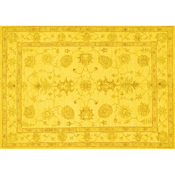 Ahgly Company Indoor Rectangle Oriental Yellow Traditional Area Rugs, 4' x 6'