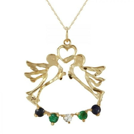 Foreli 0.27CTW Emerald And Sapphire 14K Yellow Gold Necklace