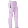 thumbnail image 5 of Lovskoo 2024 Yoga Pants Women Solid Color Ice Silk Quick Drying Elastic Waist Trendy Pocket Zipper Casual Sports Sweatpants Trouser Purple 2XL, 5 of 9