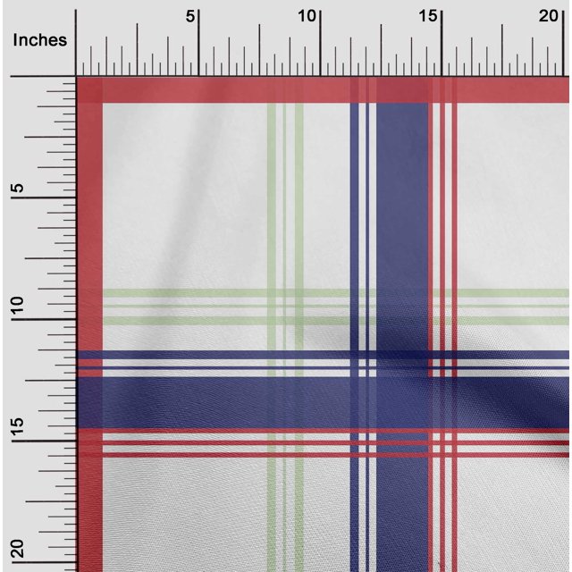 oneOone Polyester Lycra White Fabric Madras Check Craft Projects Decor Fabric Printed By The Yard 56 Inch Wide