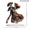 thumbnail image 3 of SLYNSHome Floral Dancing Couple Skeleton Acrylic Tabletop Stand Sign, Vintage Sugar Skull Pair Desktop Ornament For Mantel Shelf Indoor Halloween Holiday Farmhouse Spooky Table Home Decor Accent, 3 of 7
