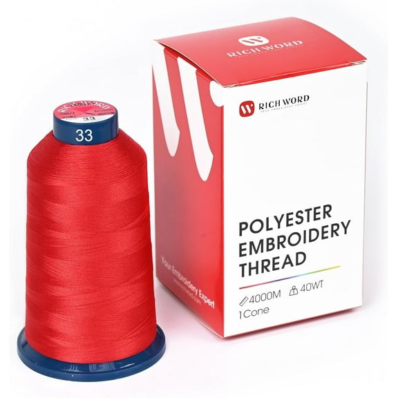 RICHWORD Red Embroidery Thread 4000M(4374Y) 40WT Polyester Thread 100 Colors Selected for Commercial Multi Needles and Single Needle Embroidery Machine 0033