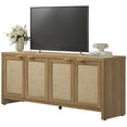 thumbnail image 6 of SICOTAS 61.5"W Rattan TV Stand with 4 Doors, Boho Entertainment Center with Adjustable Shelves & Spacious Countertop – Large Boho Farmhouse Media Console for Living Room, Reclaimed Caramel Oak, 6 of 10